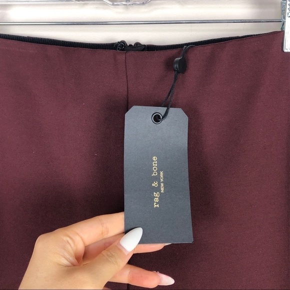NWT rag & bone Simone Side Striped pants in Burgundy - Picture 4 of 11